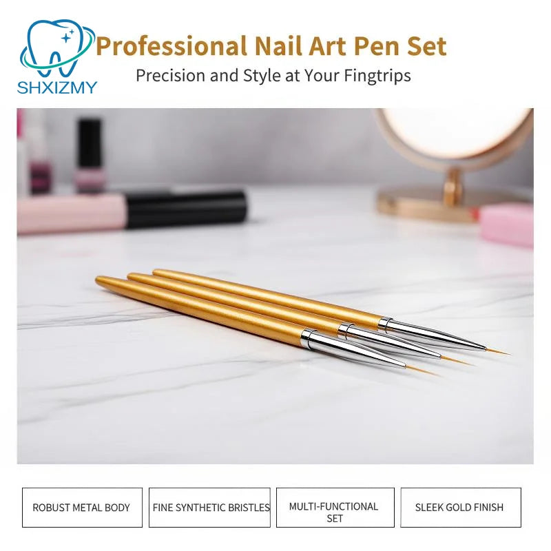 3-Pc Nail Art Liner Brush Set – Acrylic UV Gel Stripe Pens
