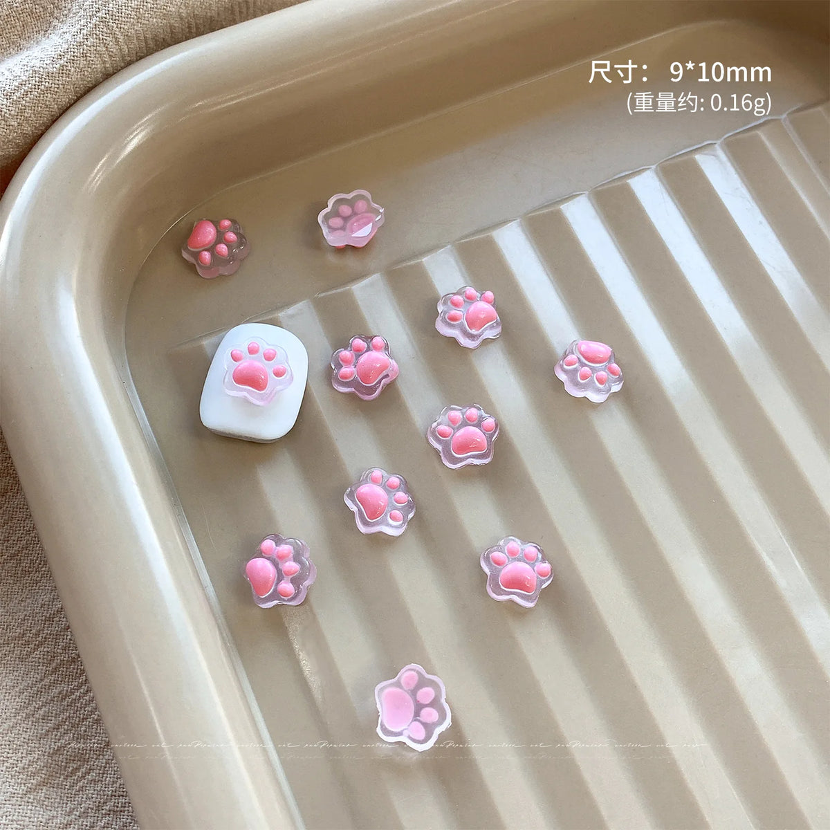10pcs 3D Cat Paw Nail Charms Kawaii Acrylic Rhinestone Decor