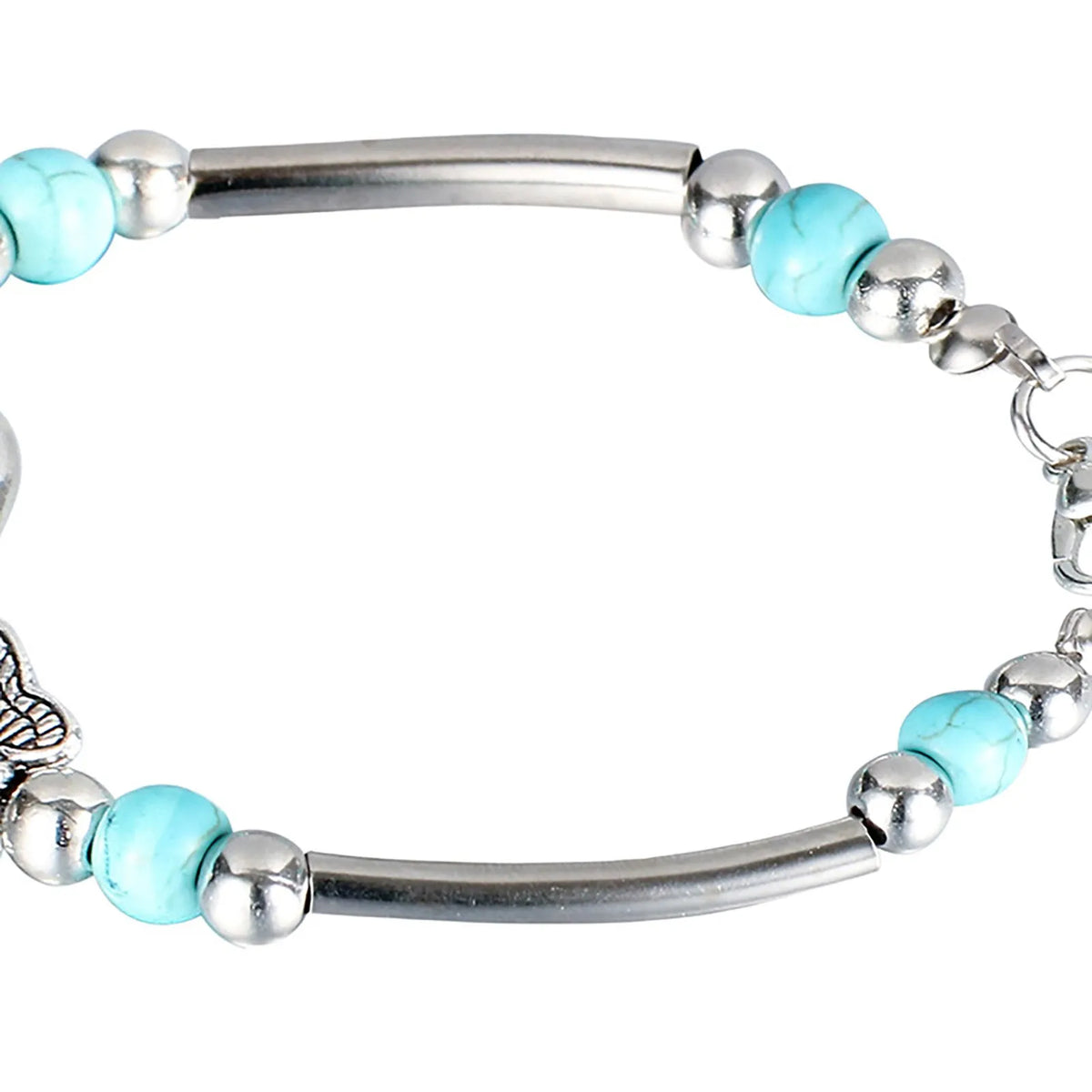 Vintage Turquoise Butterfly Bracelet – Bohemian Silver Chain