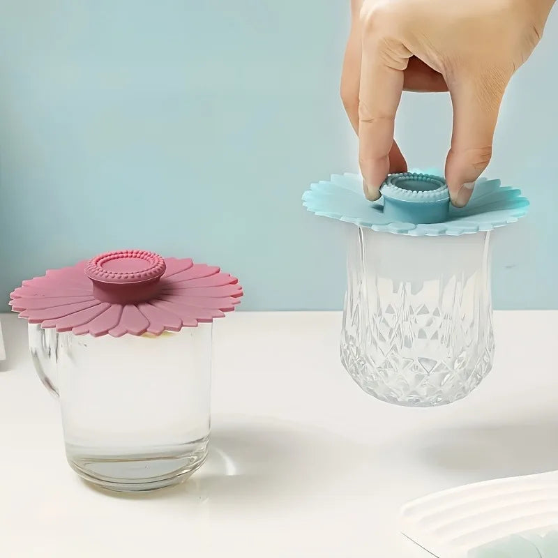 Sunflower Silicone Cup Covers 3/6 Pack – Dustproof Mug Lids
