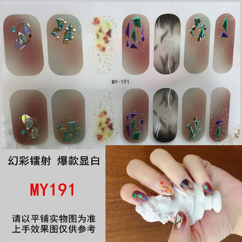 Summer Nail Art Stickers – 14-Tip Full Cover Gel Film Decals