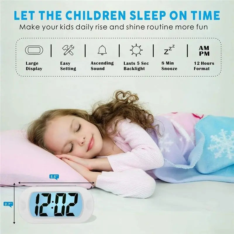 VIBE Digital Alarm Clock Large LCD Night Light Travel