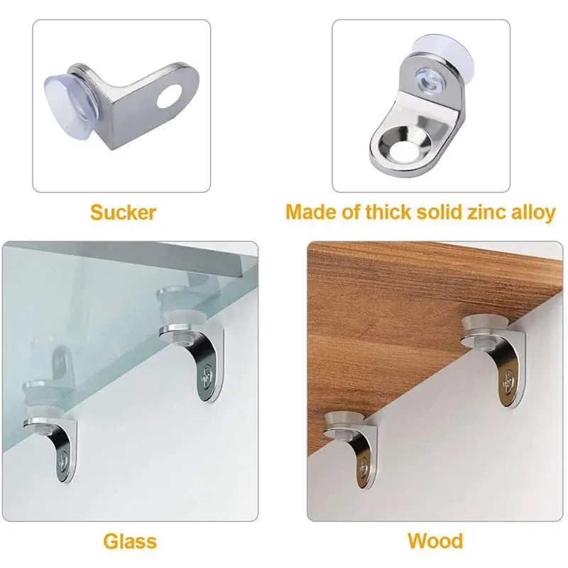 150-Pack Glass Shelf Brackets with Suction Cup Supports