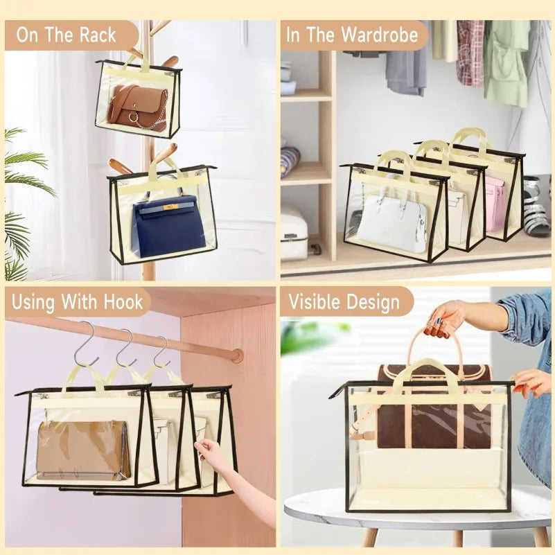 Transparent Handbag Dust Bags 5-Pack – Closet Storage Organizer