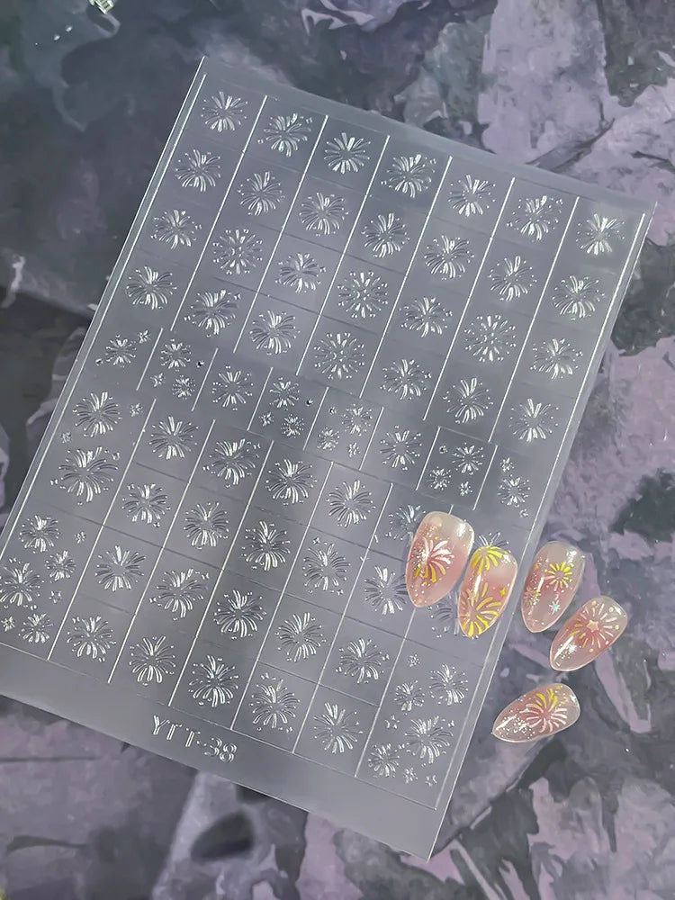 French Nail Art Stickers 3D Decals – Checkered & Heart Designs