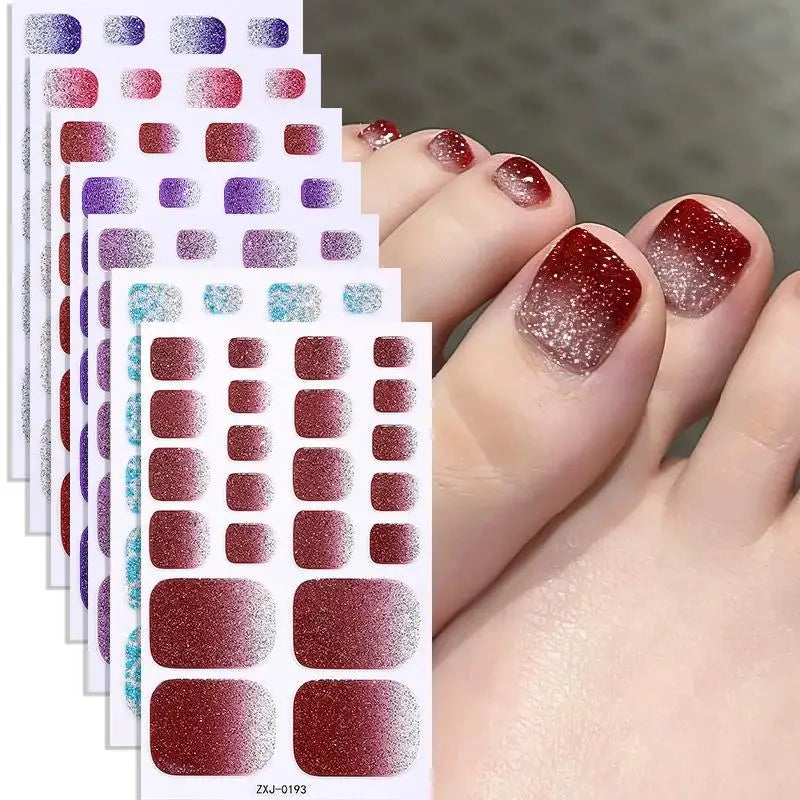 Glitter Self-Adhesive Toe Nail Wraps – Full Cover Shiny Decals
