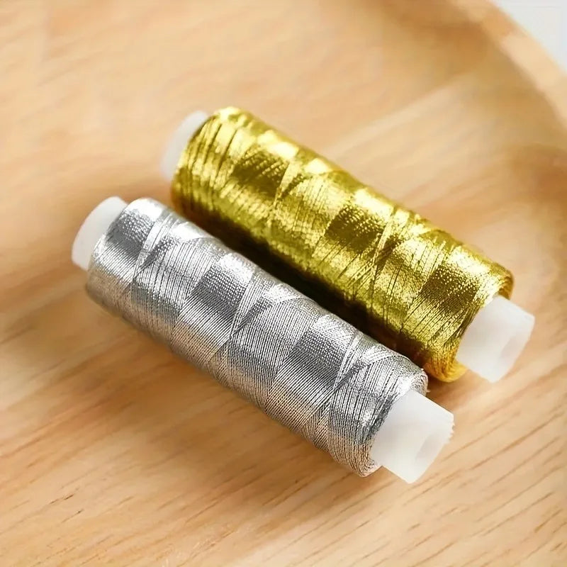 2-Pack Gold & Silver Metallic Embroidery Thread 182.88m