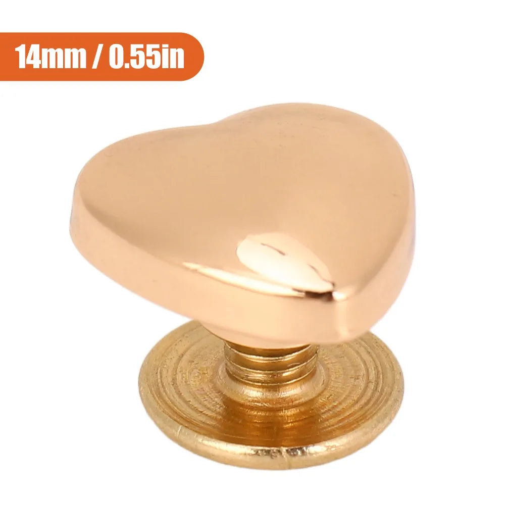 20Pcs 14mm Heart Stud Rivets Gold White Bronze – DIY Leather Craft