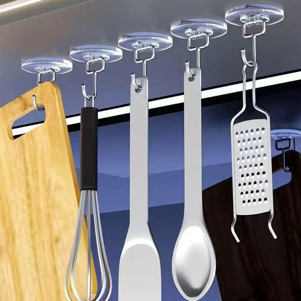 Transparent Wall-Mounted Adhesive Hook – Traceless Storage Rack