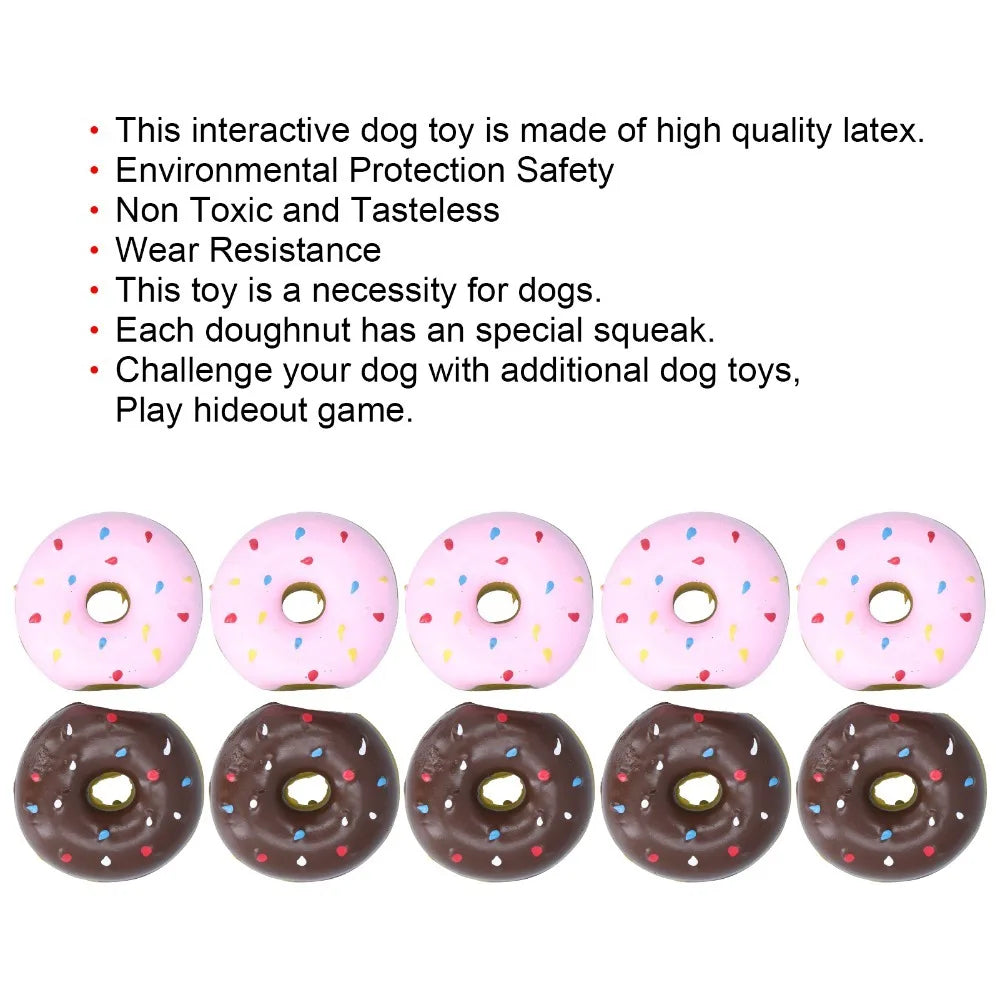 10-Pack Latex Donut Squeaky Dog Toys for Puppies & Small Dogs