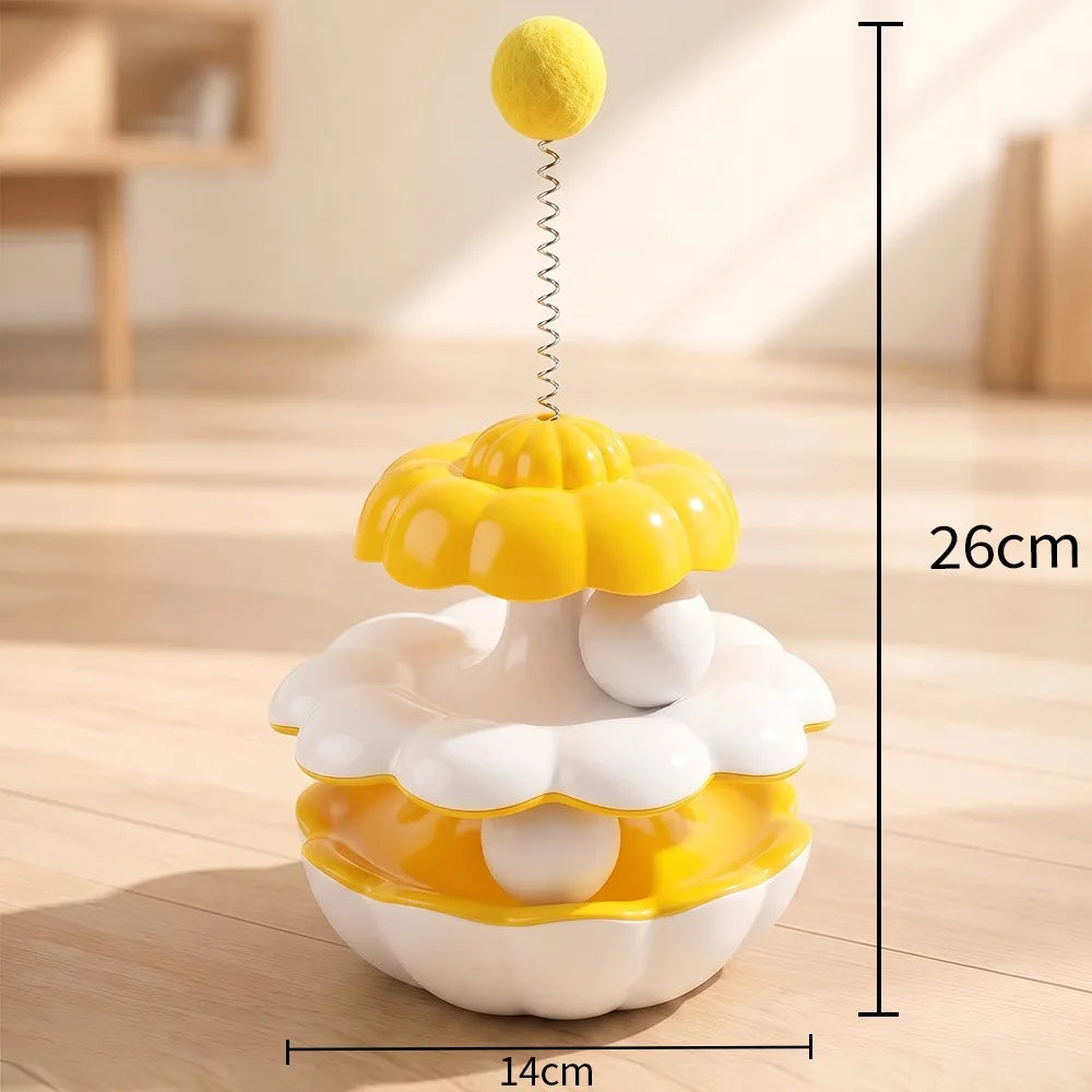Interactive Cat Turntable Toy – Spring Rotating Ball & Tumbler