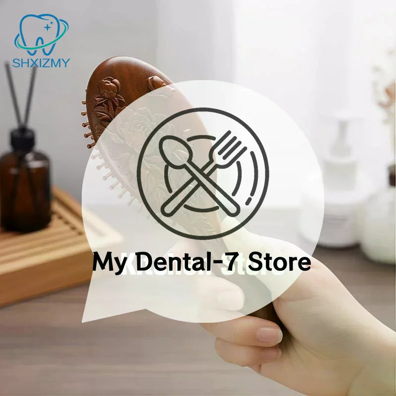 Hand Carved Sandalwood Wooden Air Cushion Comb & Scalp Brush