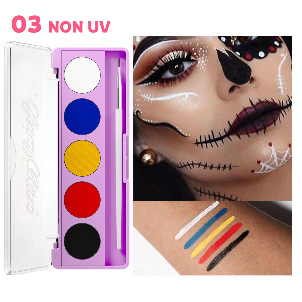 UV Neon Glow Face & Body Paint Set – 5 Fluorescent Colors