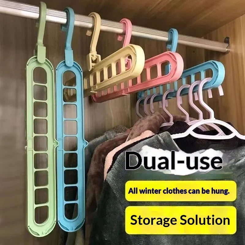 9-Hole Foldable Space-Saving Clothes Hanger Wardrobe Organizer