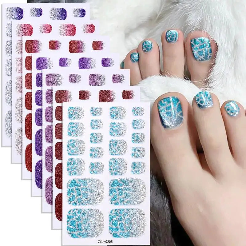 Glitter Self-Adhesive Toe Nail Wraps – Full Cover Shiny Decals