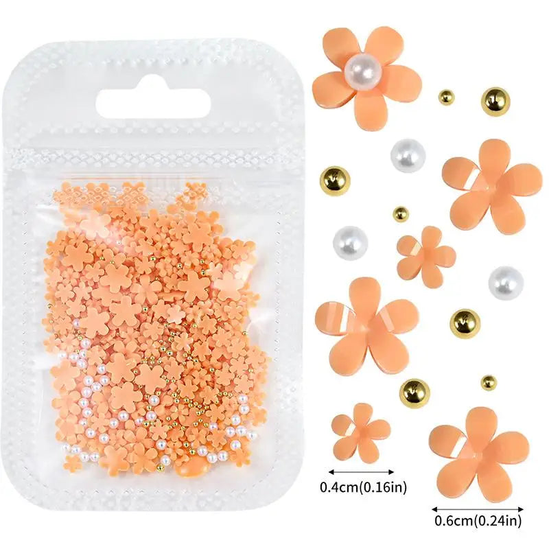 12-Grid 3D Flower Nail Art Charms – Rhinestones & Beads Kit