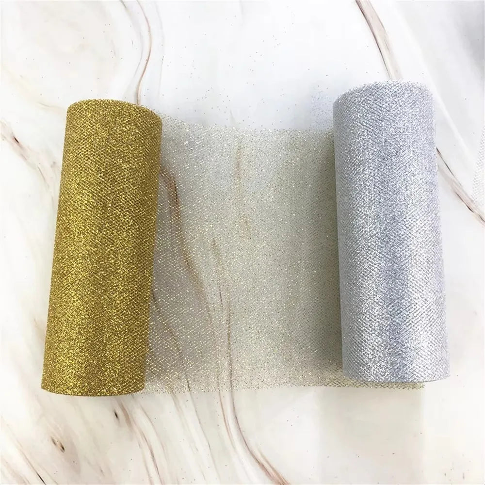 Glitter Sequin Mesh Tulle Fabric Roll 50 Yards DIY Decor Craft