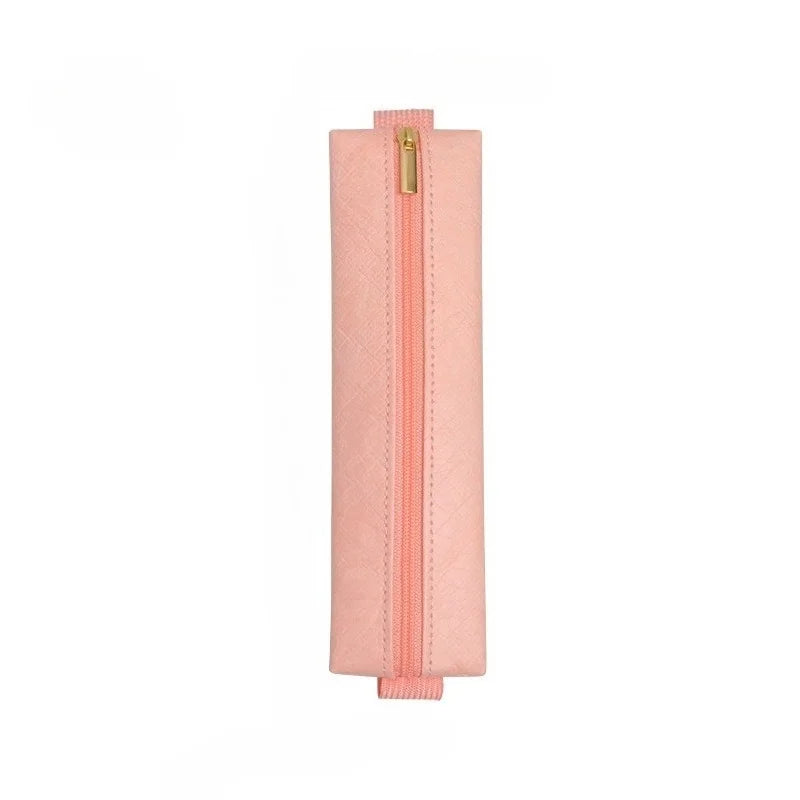 Minimalist PU Leather Pencil Case Zippered Pouch | Office & Travel