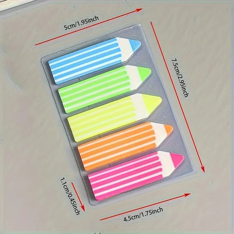 Pencil-Shaped Colorful Sticky Notes 2/4 Pack – School Memos