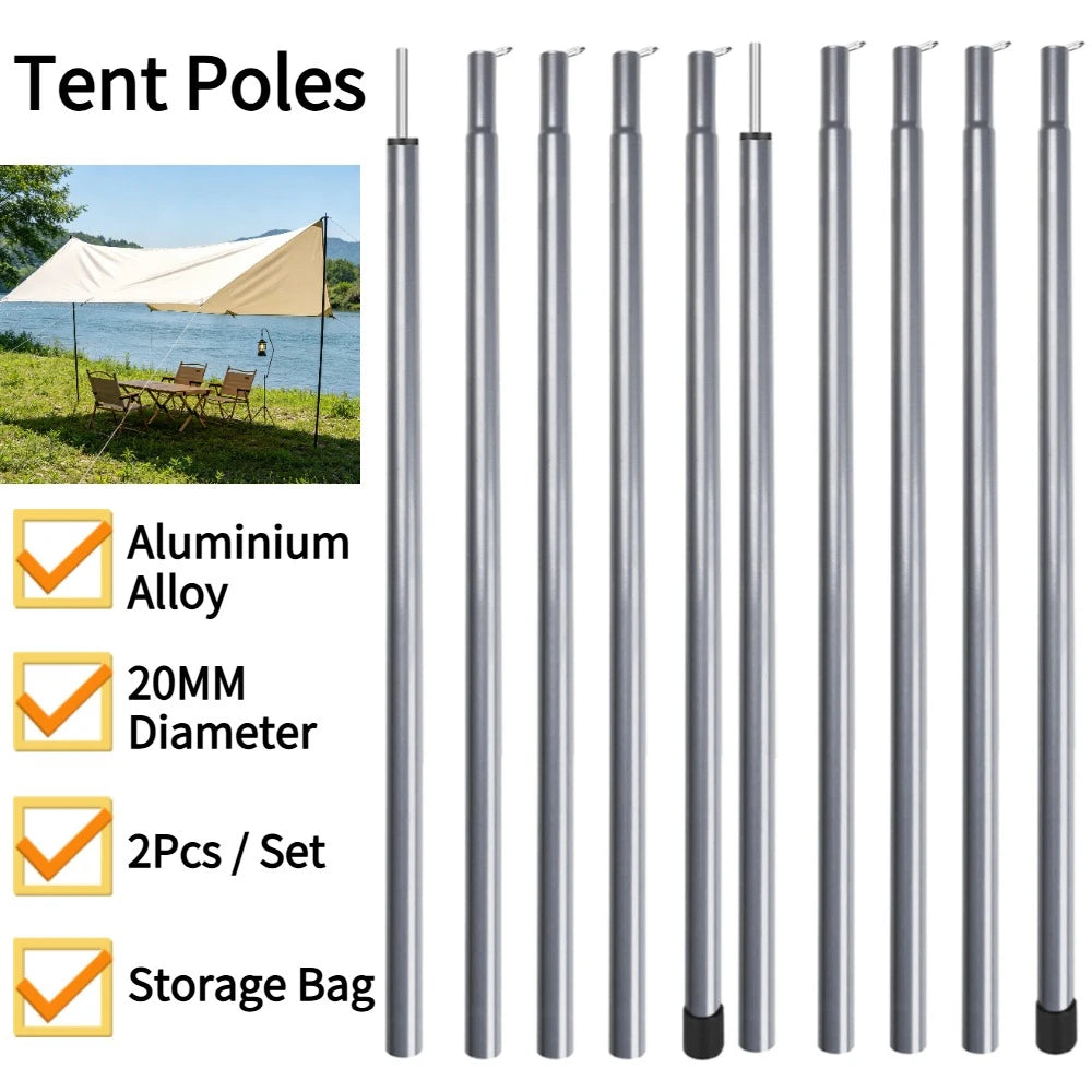 Adjustable Telescopic Tarp Poles – Canopy Awning & Camping