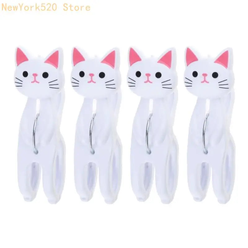 4-Pack Cartoon Windproof Clothes Pegs – Fun Plastic Clips