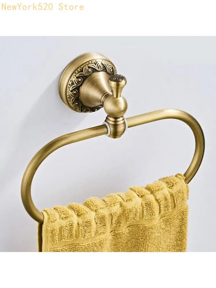 Wall Mounted Brass Towel Ring – Antique Oval Bathroom Holder