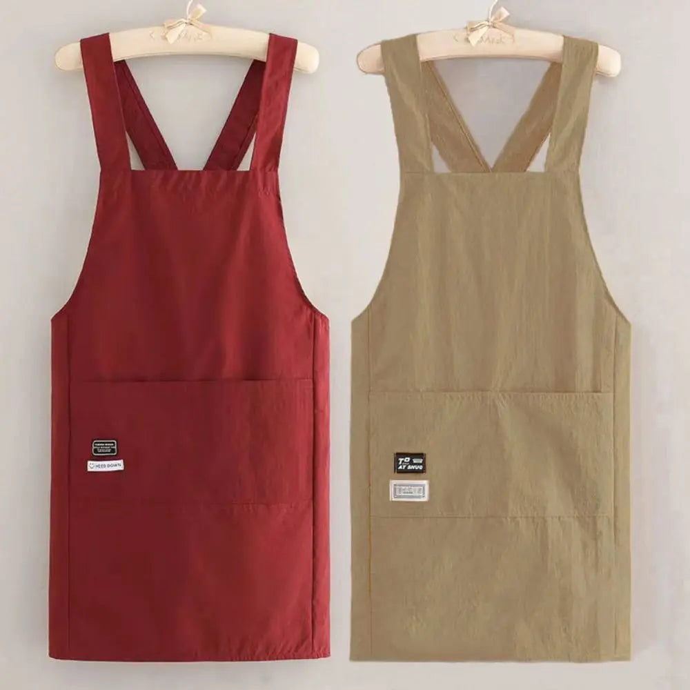 Cross Strap Waterproof Canvas Apron – Unisex Kitchen Smock