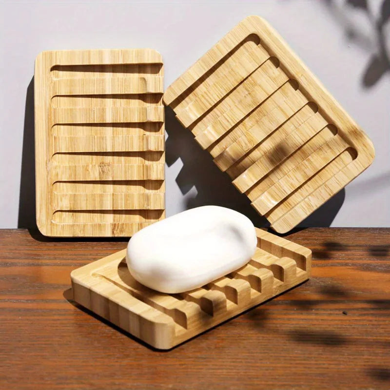 Bamboo Self-Draining Soap Dish – Minimalist Bathroom Soap Rack