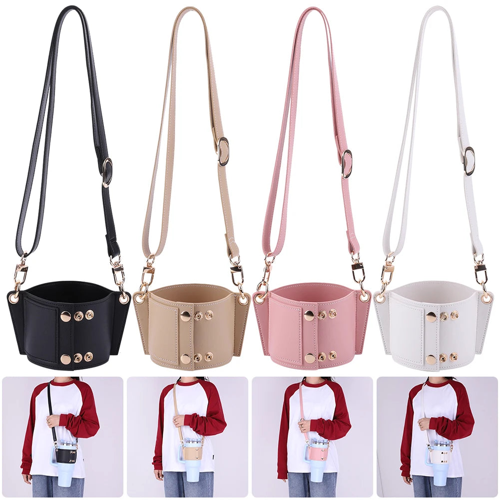 PU Leather Water Bottle Holder Sling for Stanley 30 & 40oz