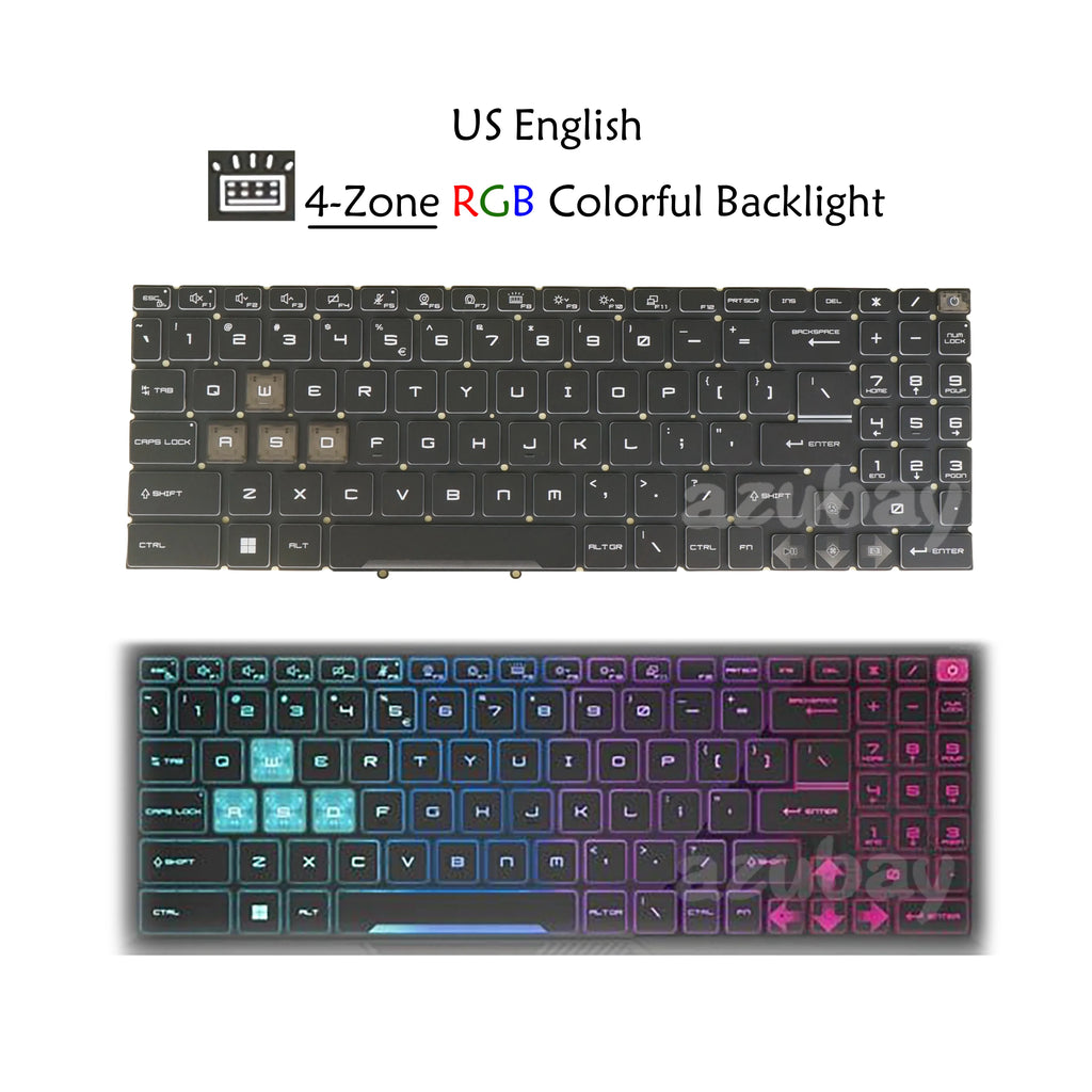 AZUBAY MSI Bravo 15 C7UDXK C7VEK Keyboard 4-Zone RGB Backlit