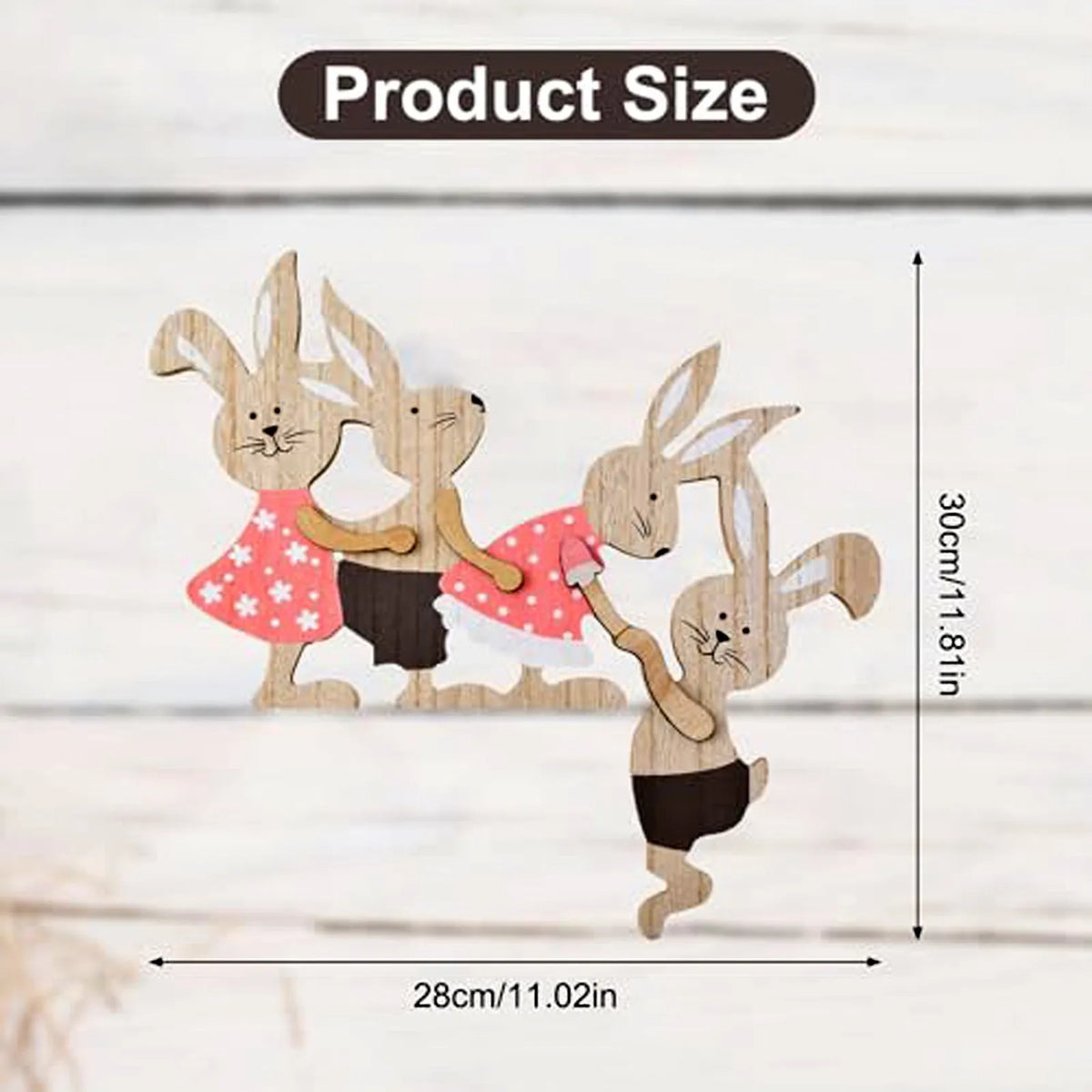 Easter Wooden Rabbit Seesaw Ornament – Painted Bunny Décor