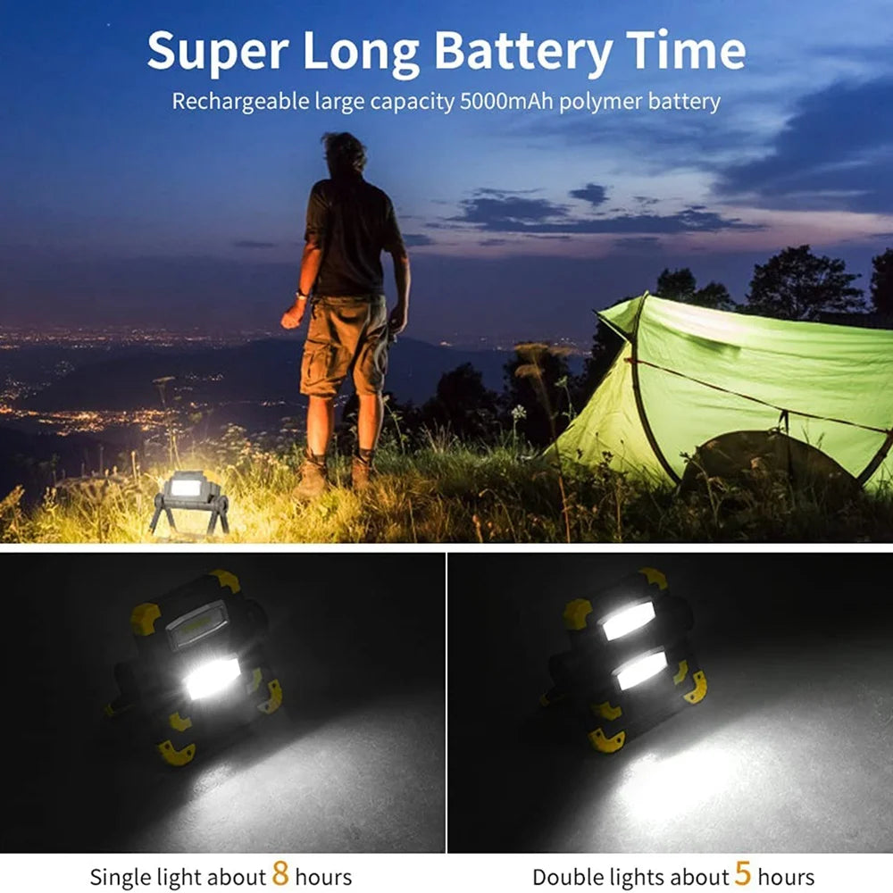 Rechargeable LED Work Light Foldable 360° Flood Light Stand