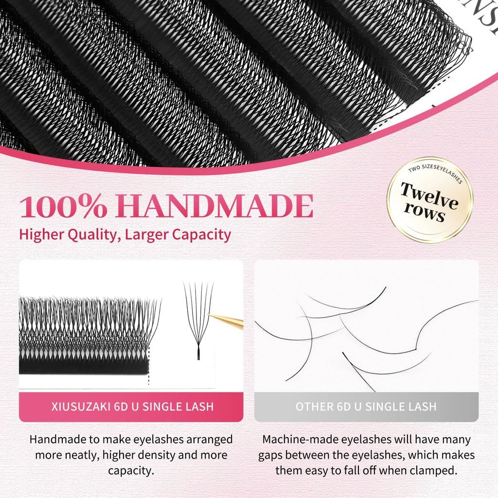 XIUSUZAKI 6D U-Shape Premade Volume Fan Lash Extensions
