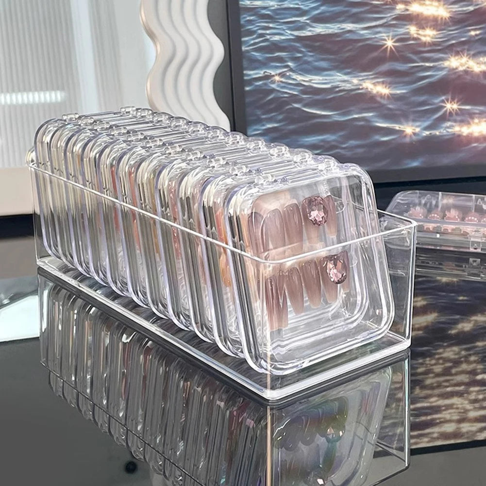 Transparent Acrylic Nail Tips Storage Box Set | Nail Organizer