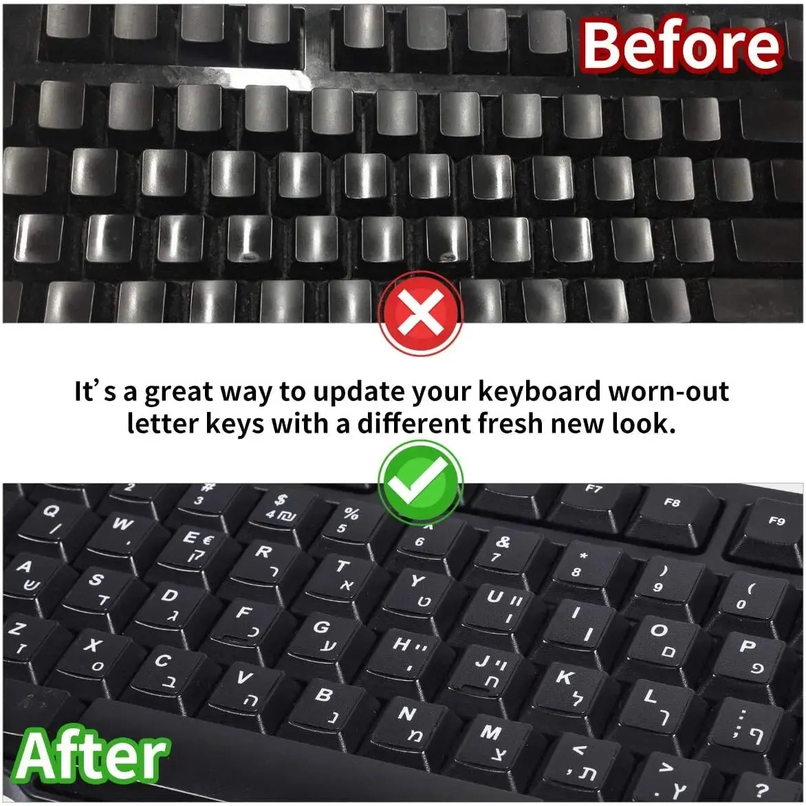 Multilingual Keyboard Stickers – English Spanish Italian Korean