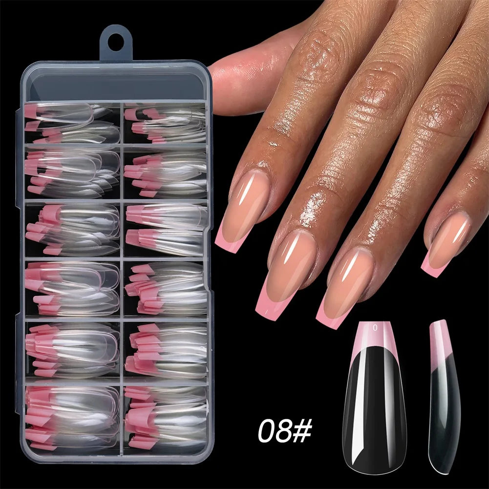 120pcs French Press-On Nails Square Soft Gel Fake Nails Set