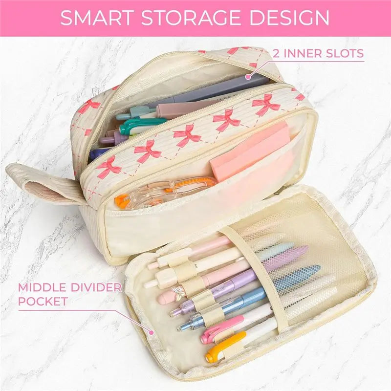 Cute Corduroy Pencil Case for Girls – Large Zippered Pouch