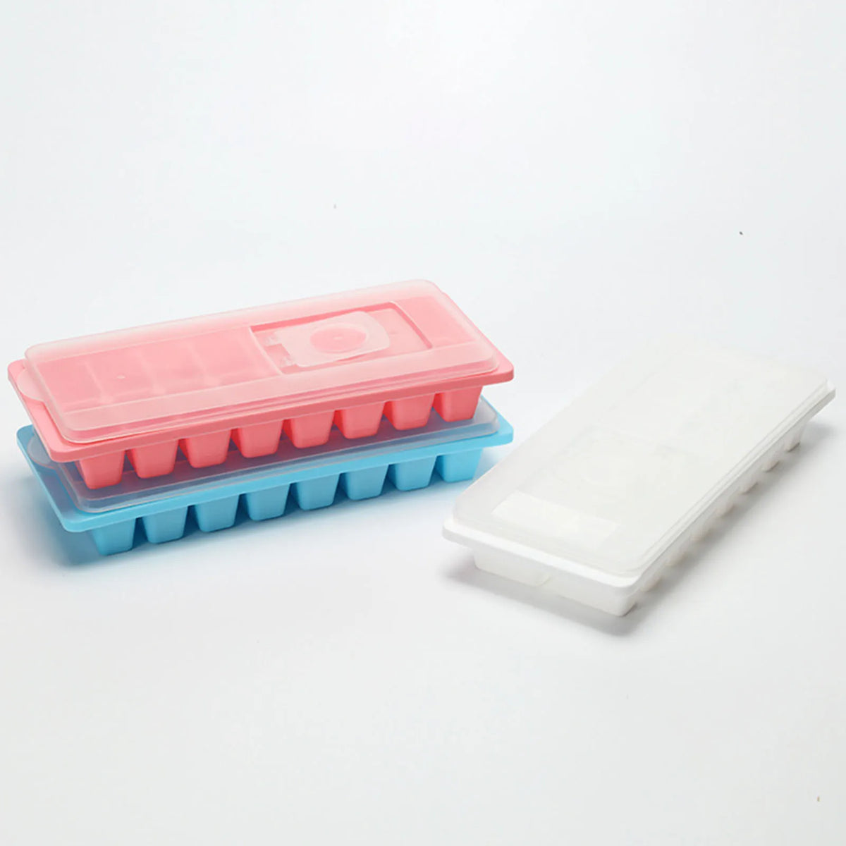 Square Ice Cube Tray with Lid – 16-Grid Flexible Reusable Mold