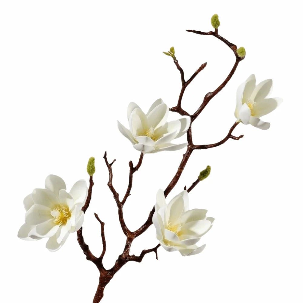 Pink Artificial Magnolia Flower Branch – 72cm Faux Blossom Décor
