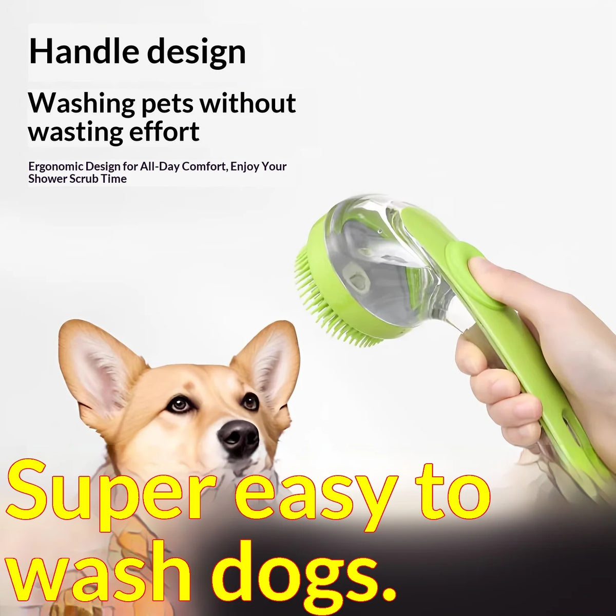 Pet Shampoo Dispenser Bath Brush – Silicone Dog Cat Grooming