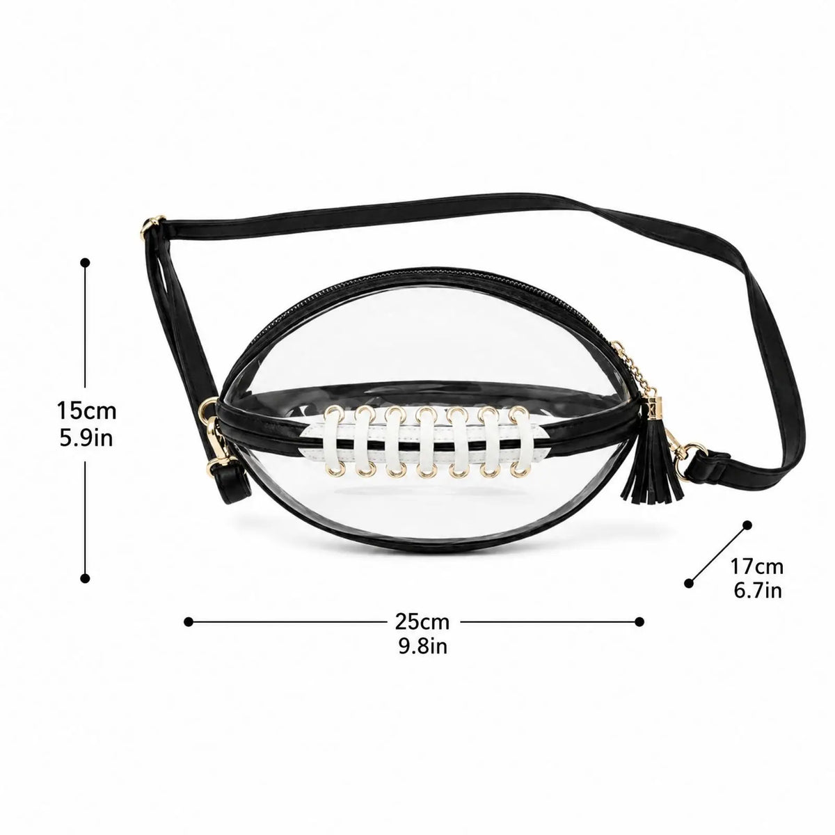 Football Shaped Clear Crossbody Bag | Tassel Purse for Women