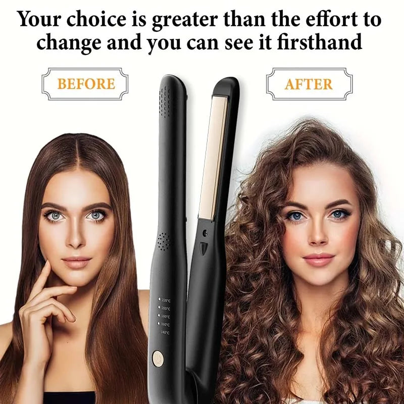 Mini 2-in-1 Hair Straightener & Curler – Portable Flat Iron