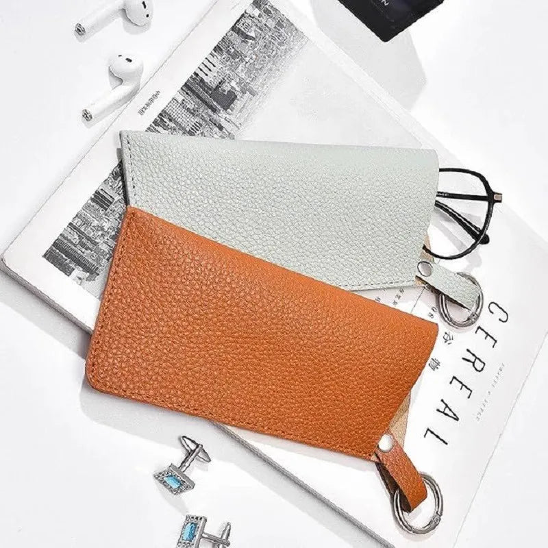 PU Leather Glasses Pouch – Anti-Scratch Sleeve with Key Ring