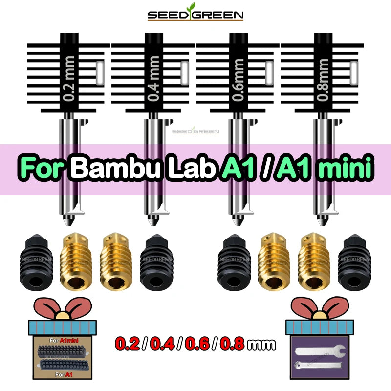 Hotend Kit for Bambu Lab A1/A1 Mini – Brass & Hardened Steel