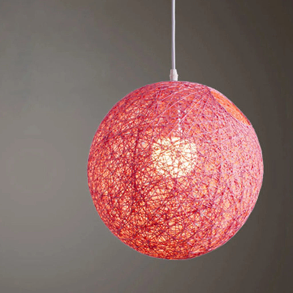 Pink Bamboo Rattan Hemp Ball Chandelier Lampshade – 2 Pack