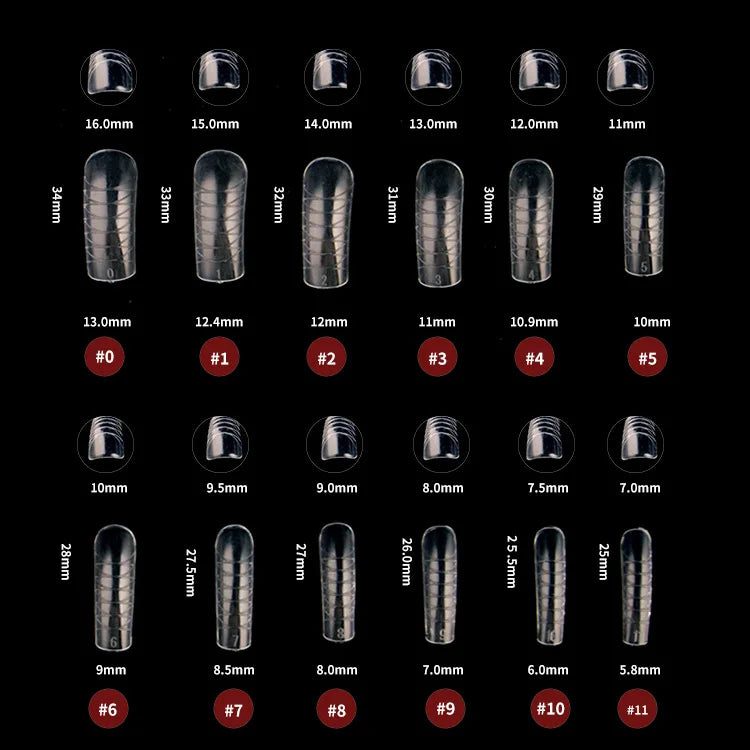 120pcs Clear Nail Tips – Coffin Almond Stiletto Full Cover Set