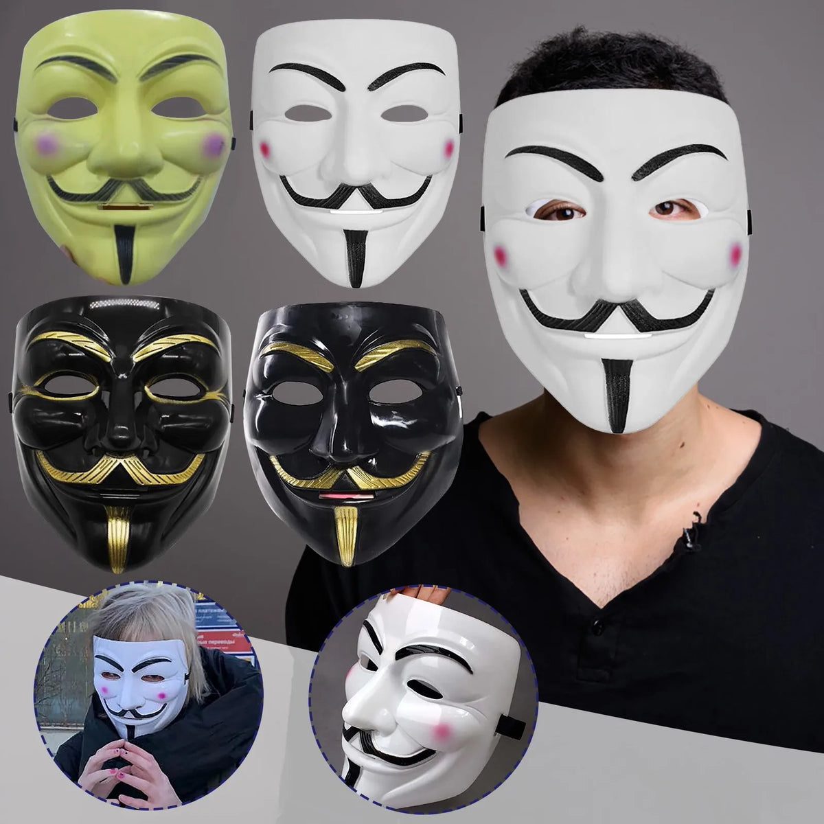 Guy Fawkes Anonymous Full Face Mask – Halloween Cosplay Prop