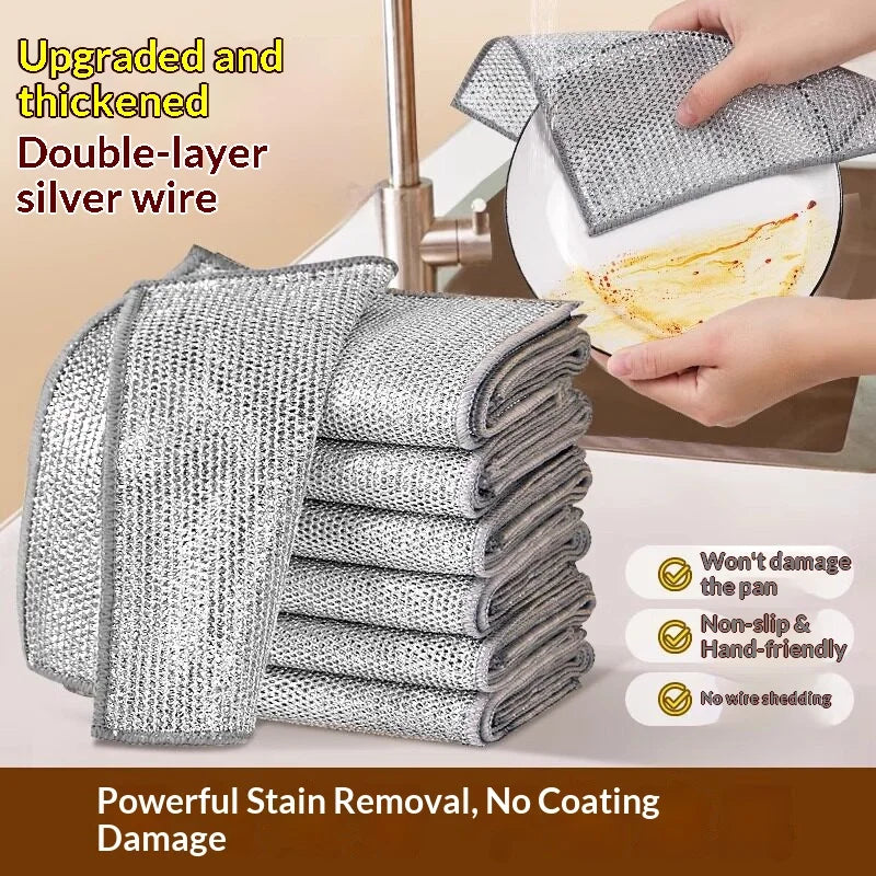 Metal Wire Dish Scrubber Pad – Wet & Dry Kitchen Cleaning Cloth