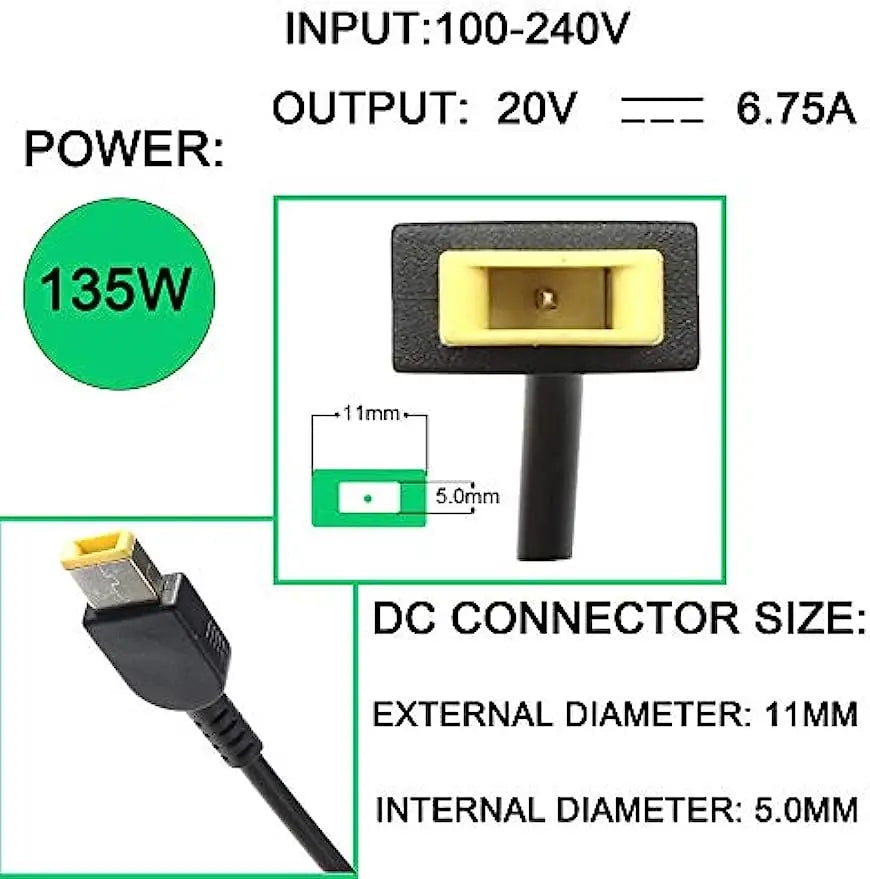 135W Lenovo Legion Y520 Y530 Y7000P Laptop Charger AC Adapter
