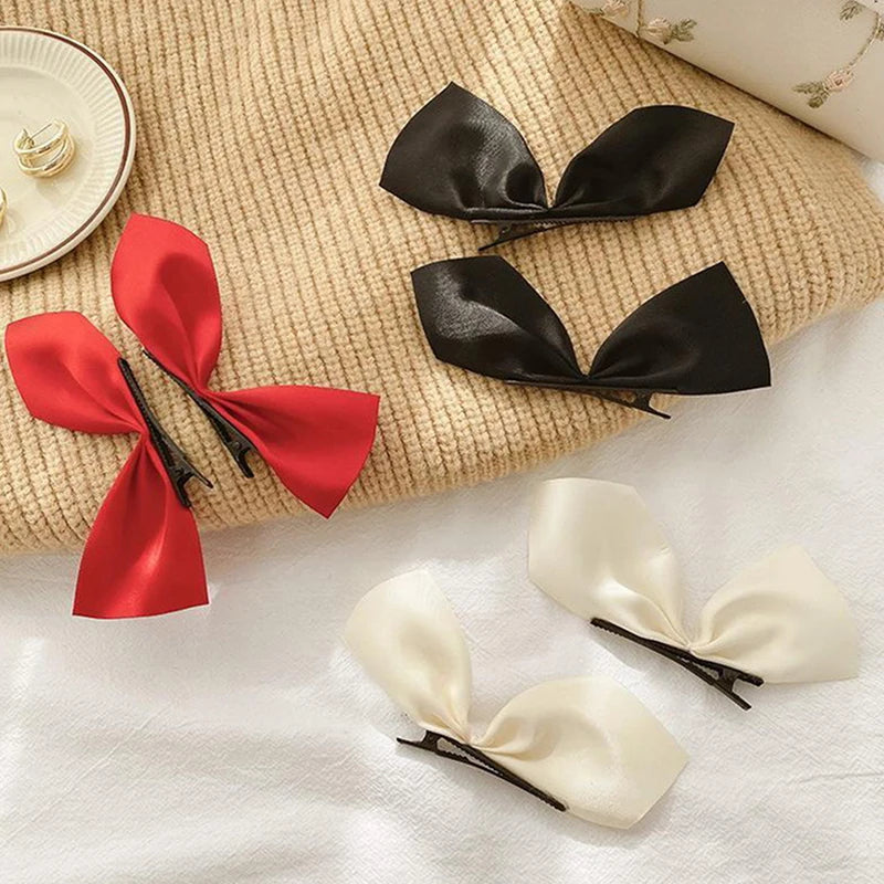 2-Pack Kawaii Bow Hair Clips – Ribbon Barrettes for Girls & Women